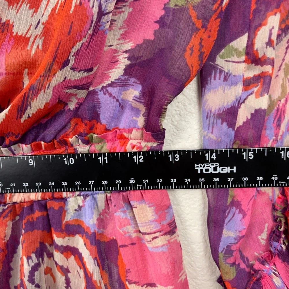 MISA Los‎ Angeles Ximena Mini Dress Floral Print Coming Up Roses Ruffle Small